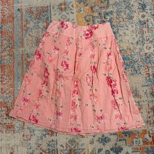 Ann Taylor Loft 100% cotton pink rose print skirt